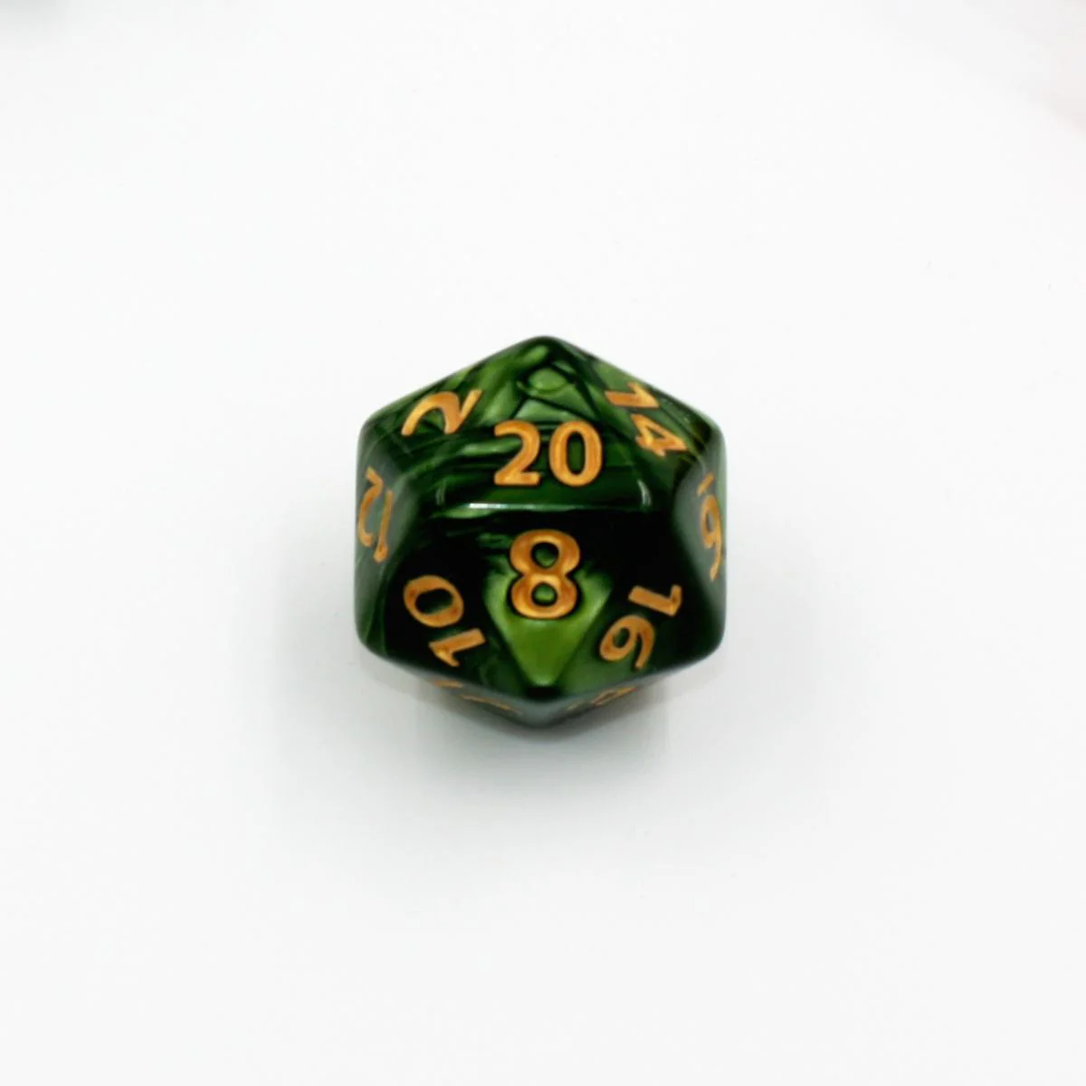 "Green Olive" - Green Marble with Yellow - Giant Polyhedral Dice (7) - Level One Dice - Image 3